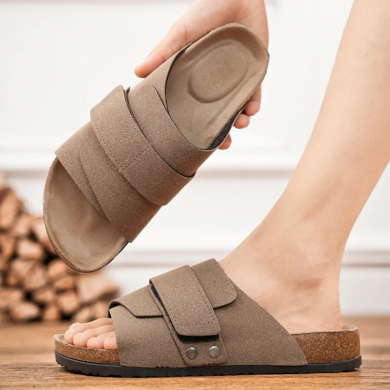 Claquette orthopédique homme en liège à scratch ajustable