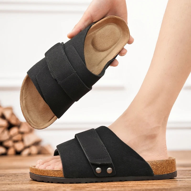 Claquette orthopédique homme en liège à scratch ajustable