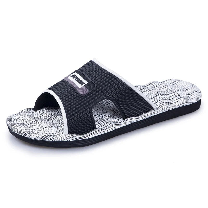 Claquette orthopédique homme semelle ondulée respirante bleu et blanc
