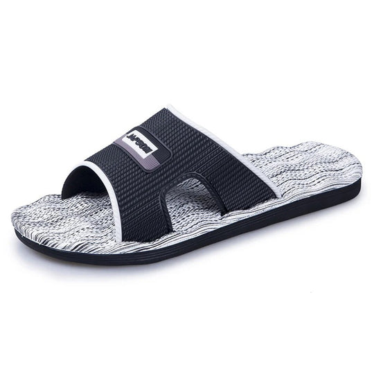 Claquette orthopédique homme semelle ondulée respirante bleu et blanc