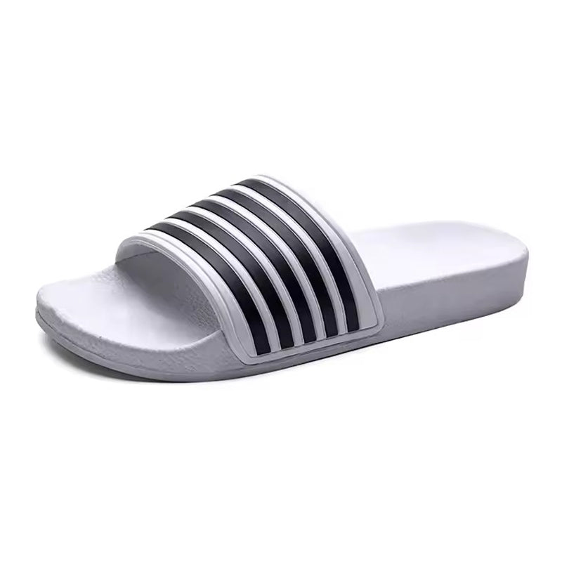 Claquette orthopédique homme style sportif à bandes blanc