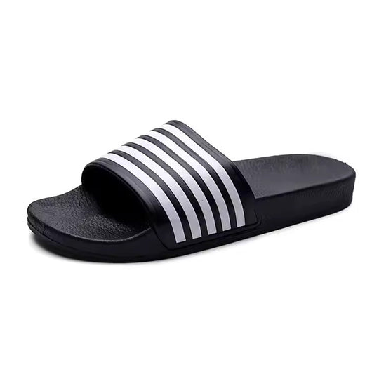 Claquette orthopédique homme style sportif à bandes noir
