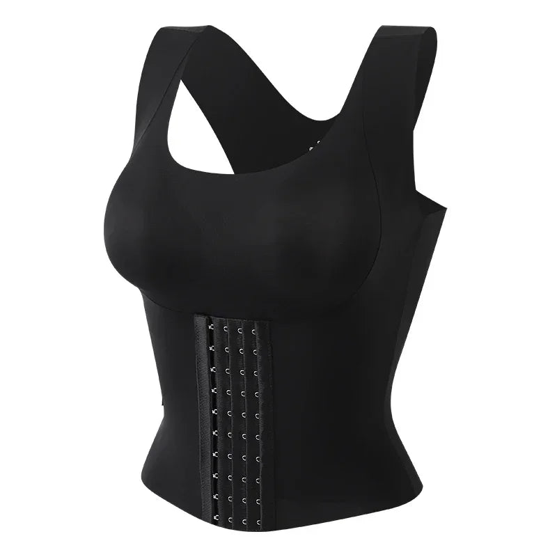 Corset orthopédique lombaire gainant 3-en-1 avec fermeture à crochets noir