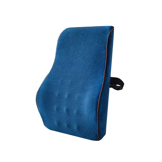 Coussin orthopédique dos en suédine à soutien incurvé bleu