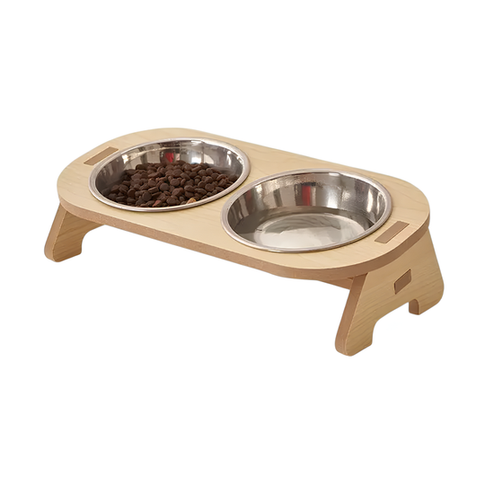 Gamelle orthopédique chat avec support en bois compact