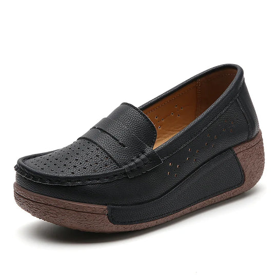 Mocassin orthopédique femme ajouré respirant noir