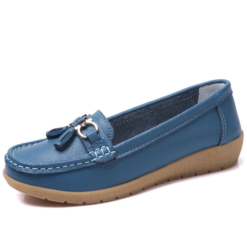 Mocassin orthopédique femme à boucle élégante bleu