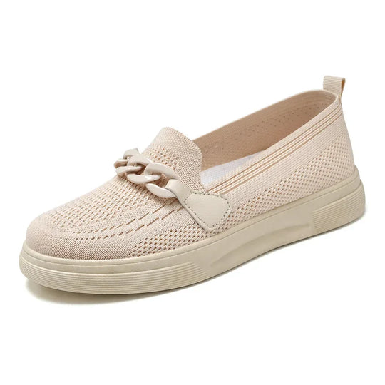 Mocassin orthopédique femme à bride fantaisie beige
