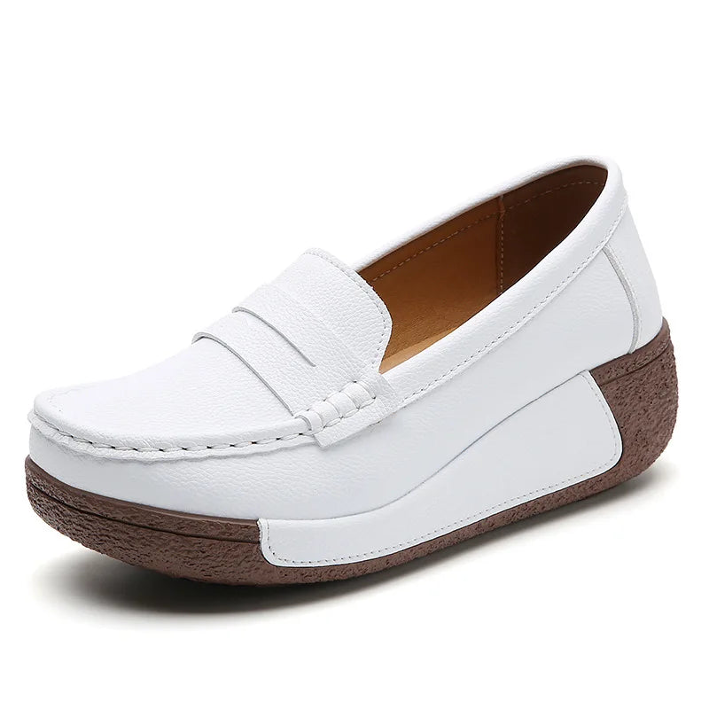 Mocassin orthopédique femme semelle amortissante blanc