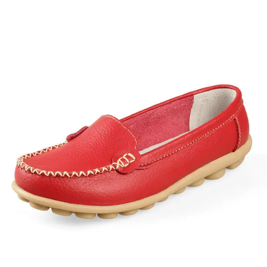 Mocassin orthopédique femme semelle épaisse rouge
