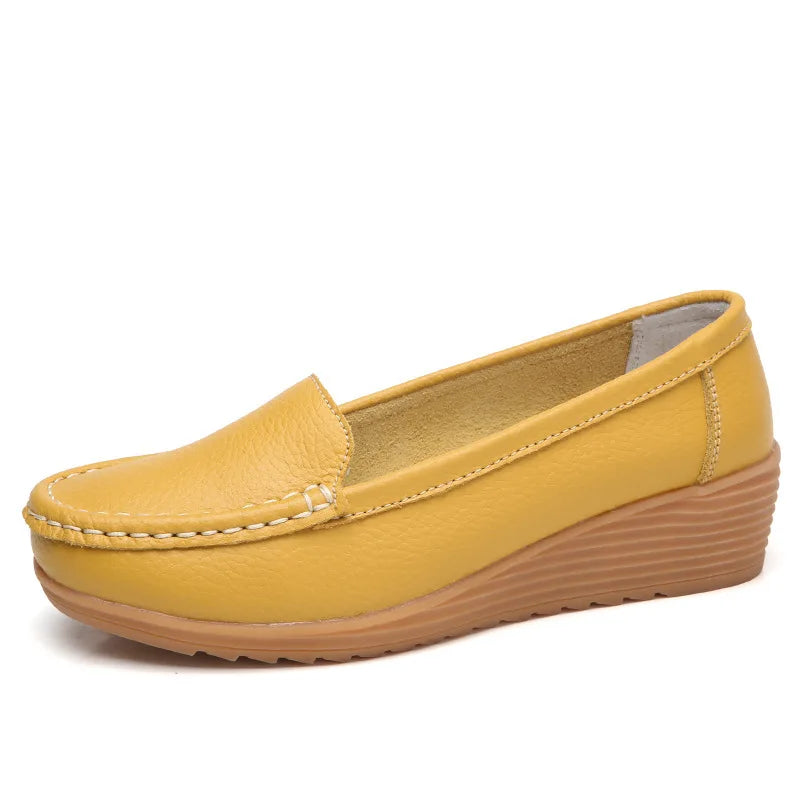Mocassin orthopédique femme style classique jaune