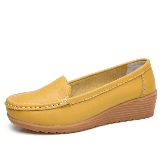 Mocassin orthopédique femme style classique jaune
