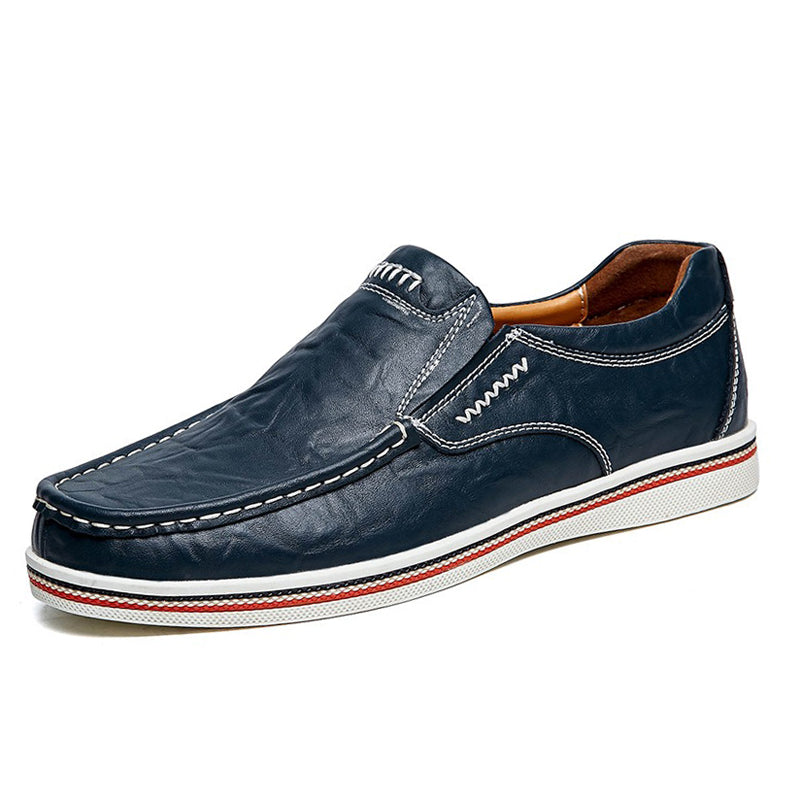 Mocassin orthopédique homme couture contrastée bleu