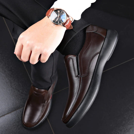 Mocassin orthopédique homme cuir lisse intérieur confort