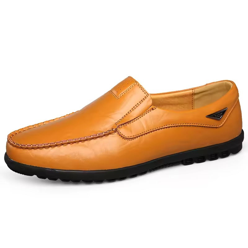 Mocassin orthopédique homme cuir souple à enfiler camel