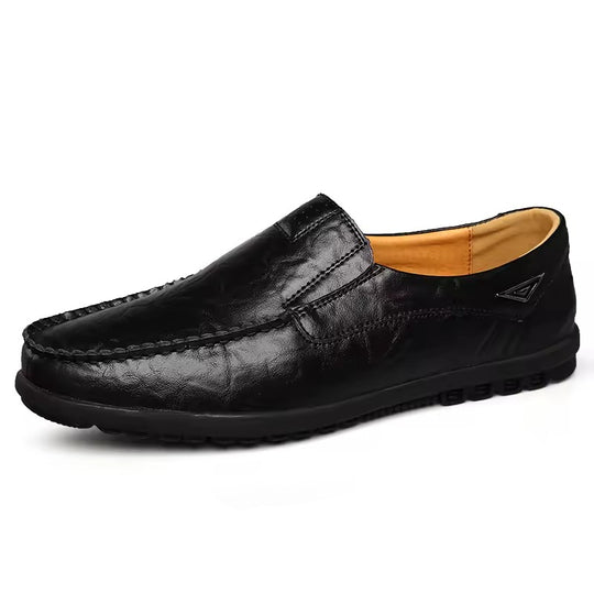 Mocassin orthopédique homme cuir souple à enfiler noir