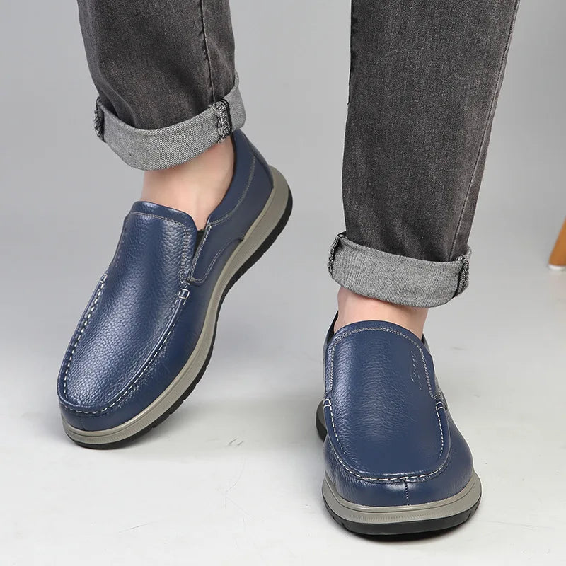 Mocassin orthopédique homme en cuir souple décontracté