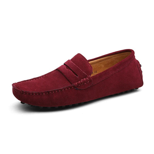 Mocassin orthopédique homme suède souple et casual bordeaux