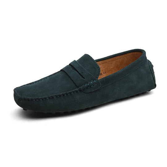 Mocassin orthopédique homme suède souple et casual vert