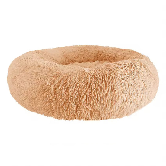 Panier orthopédique chien rond ultra moelleux beige