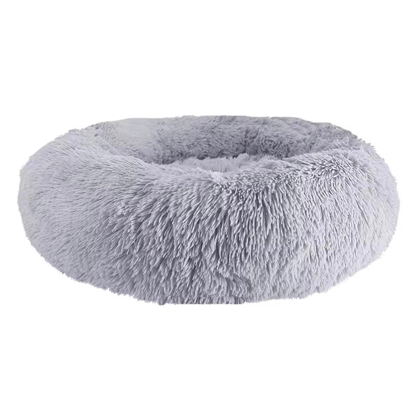 Panier orthopédique chien rond ultra moelleux gris