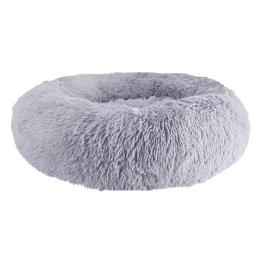Panier orthopédique chien rond ultra moelleux gris