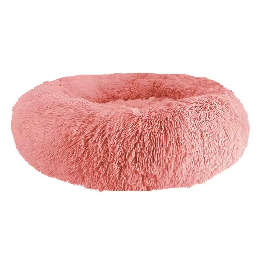 Panier orthopédique chien rond ultra moelleux rose