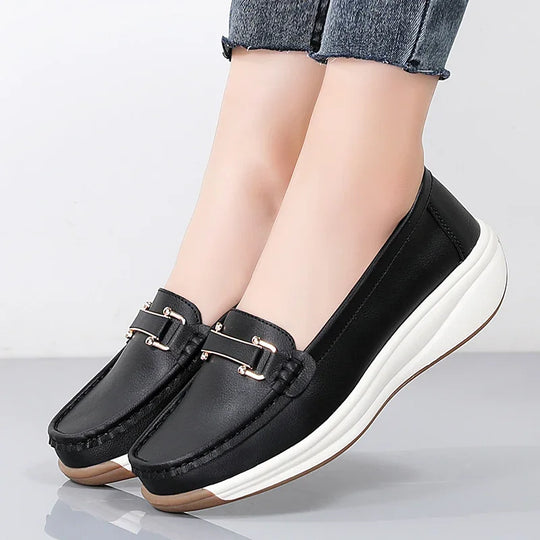 Mocassin orthopédique femme à semelle compensée
