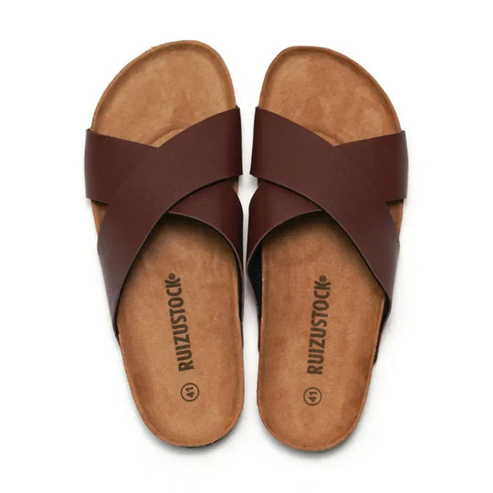 Claquette orthopédique homme à brides croisées confort