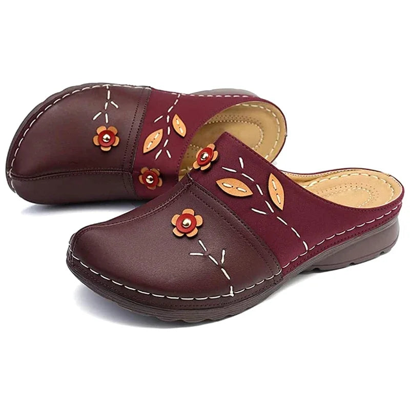 Sabot orthopédique femme brodé avec fleurs