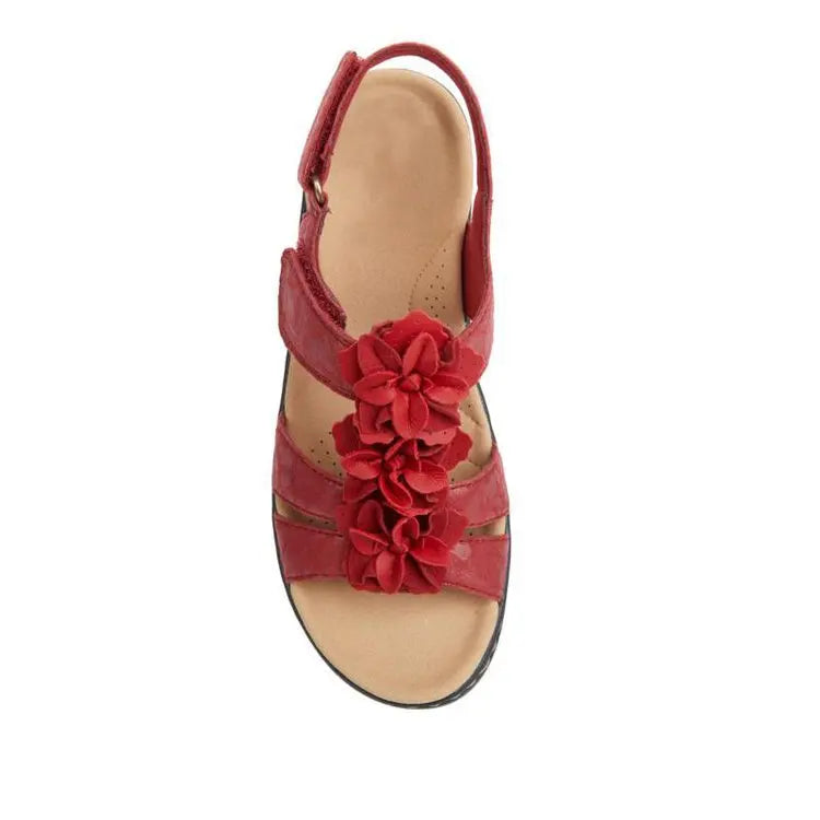 Sandale orthopédique femme à fleurs décoratives