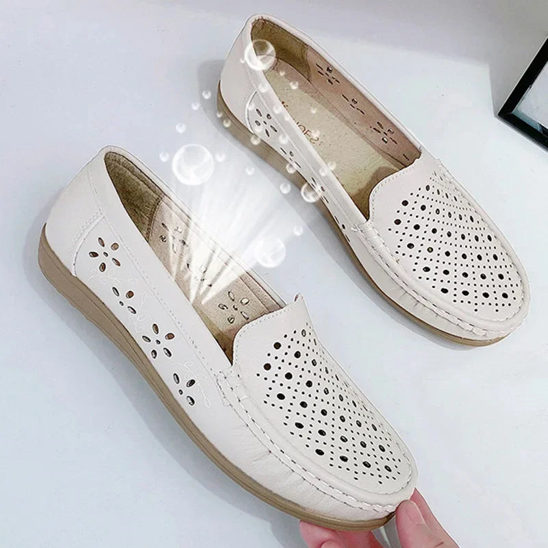 Mocassin orthopédique femme perforé floral