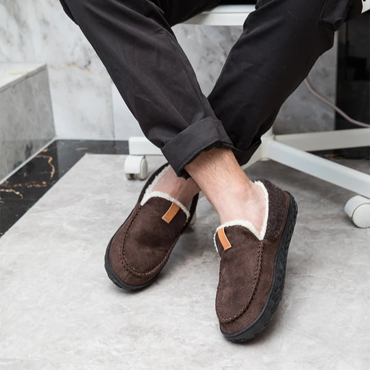Chausson orthopédique homme style mocassin fourré