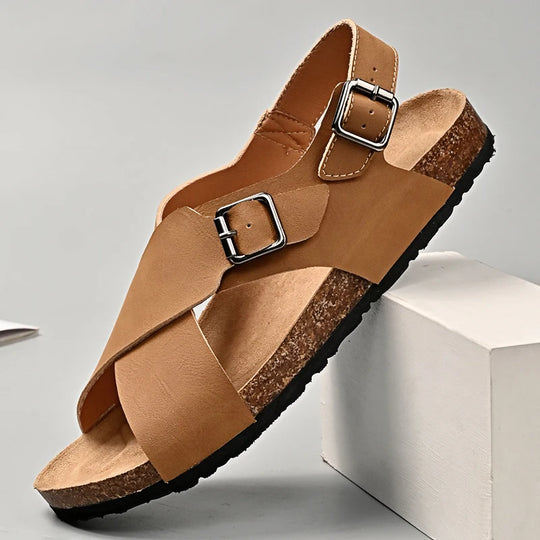 Sandale orthopédique homme à boucle croisée