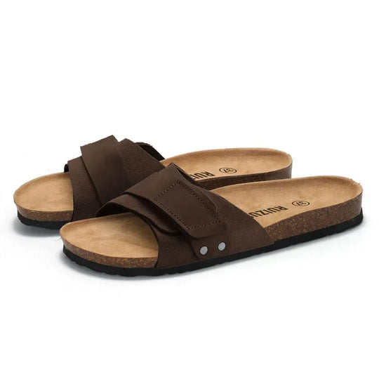 Claquette orthopédique homme en liège à scratch ajustable