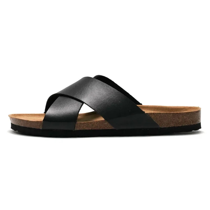 Claquette orthopédique homme à brides croisées confort