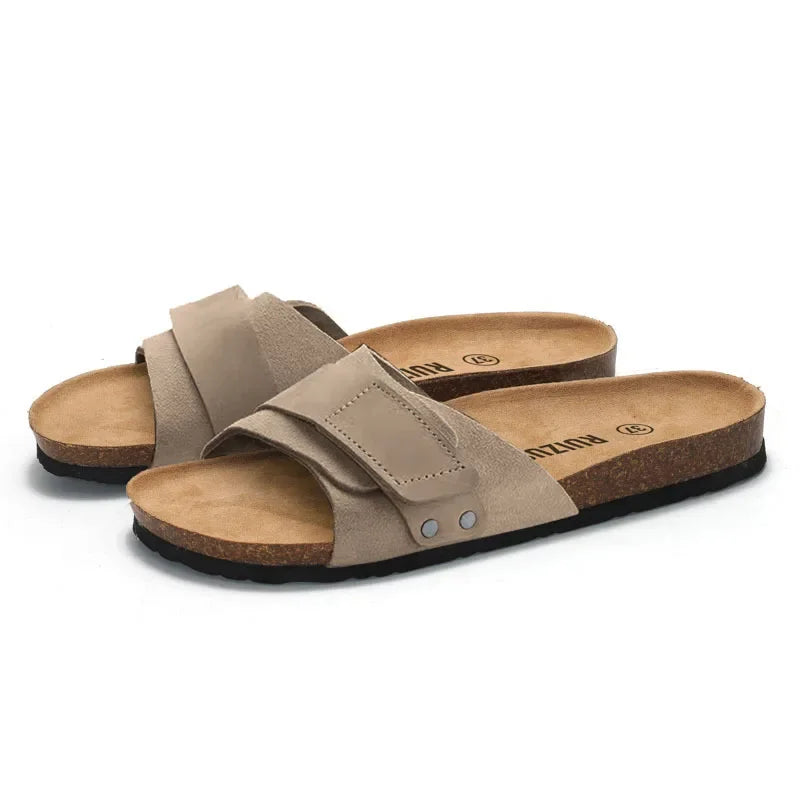 Claquette orthopédique homme en liège à scratch ajustable