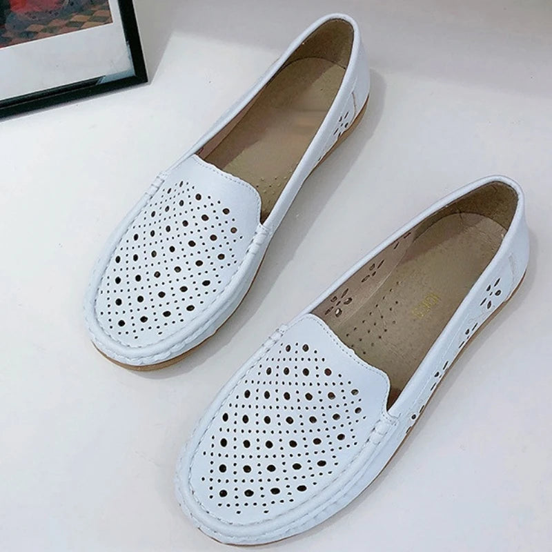 Mocassin orthopédique femme perforé floral