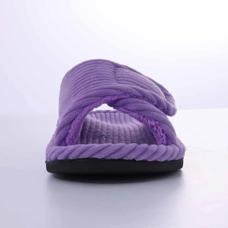 Chausson orthopédique femme côtelé à semelle souple