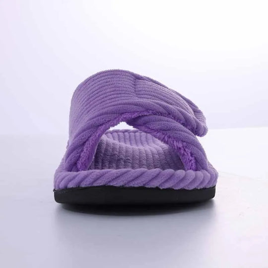 Chausson orthopédique femme côtelé à semelle souple