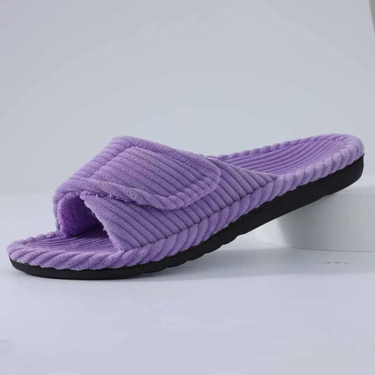 Chausson orthopédique femme côtelé à semelle souple