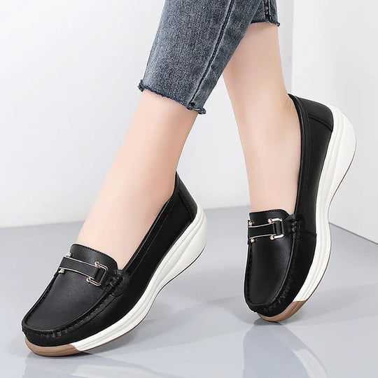 Mocassin orthopédique femme à semelle compensée