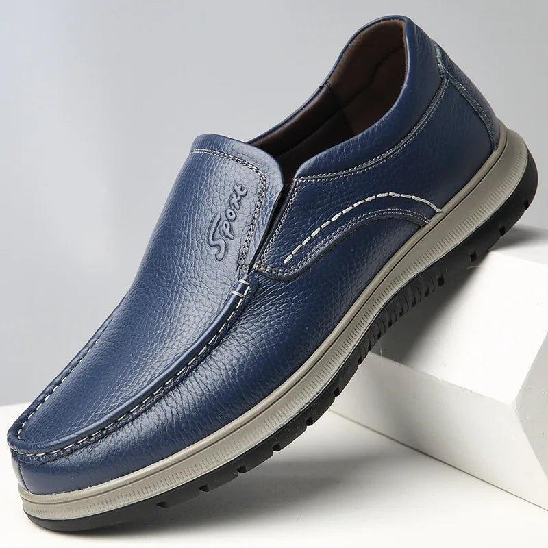 Mocassin orthopédique homme en cuir souple décontracté
