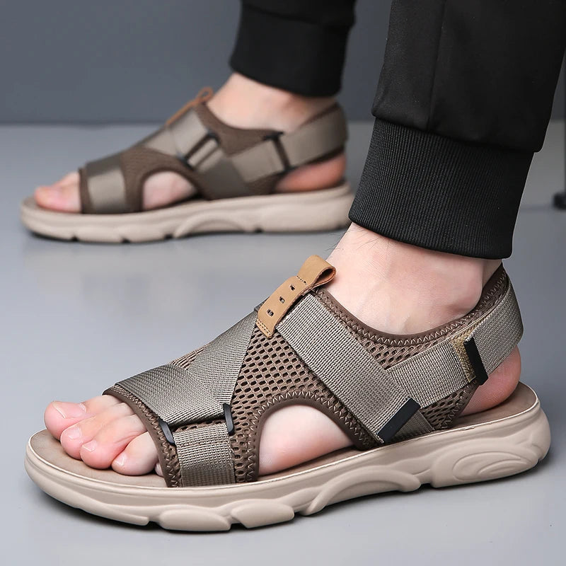 Sandale orthopédique homme à maintien croisé