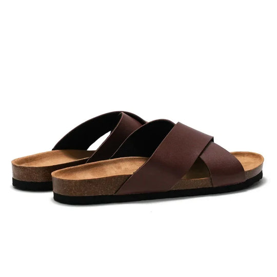 Claquette orthopédique homme à brides croisées confort