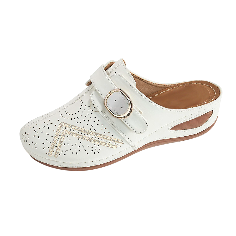 Sabot orthopédique femme ajouré avec bride boucle blanc