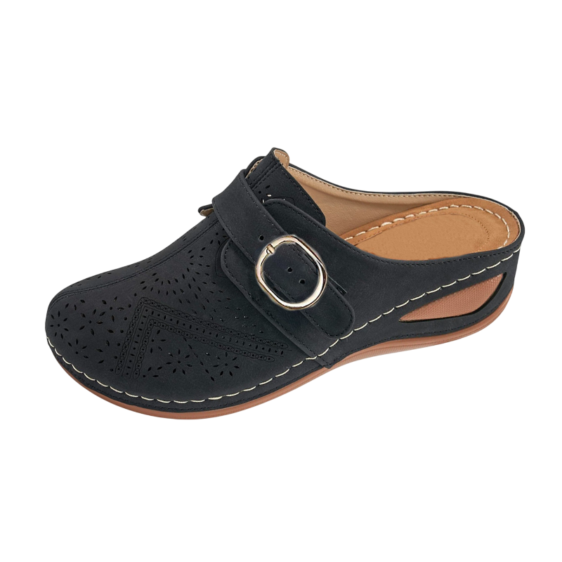 Sabot orthopédique femme ajouré avec bride boucle noir