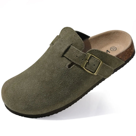 Sabot orthopédique femme en suédine avec boucle kaki