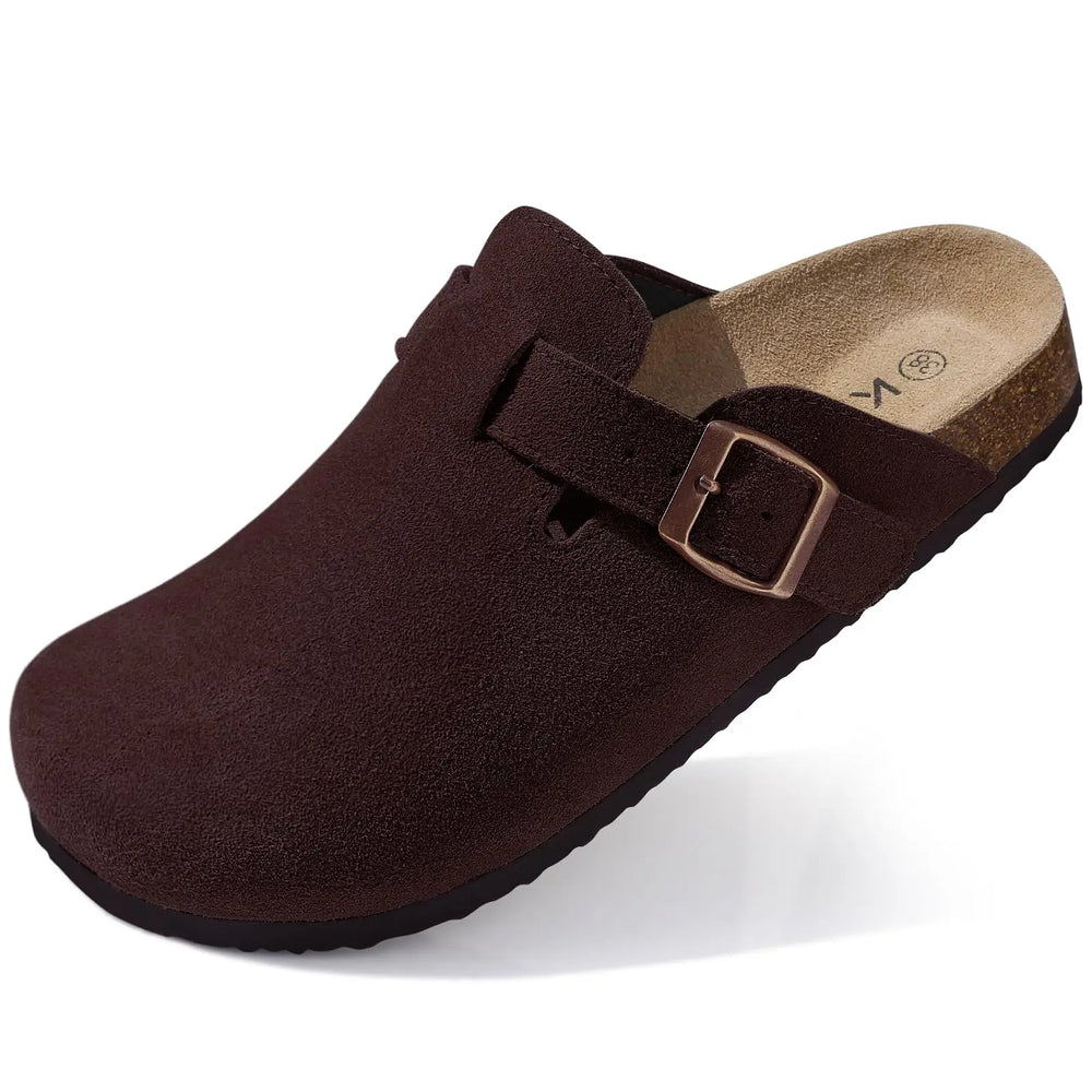 Sabot orthopédique femme en suédine avec boucle marron