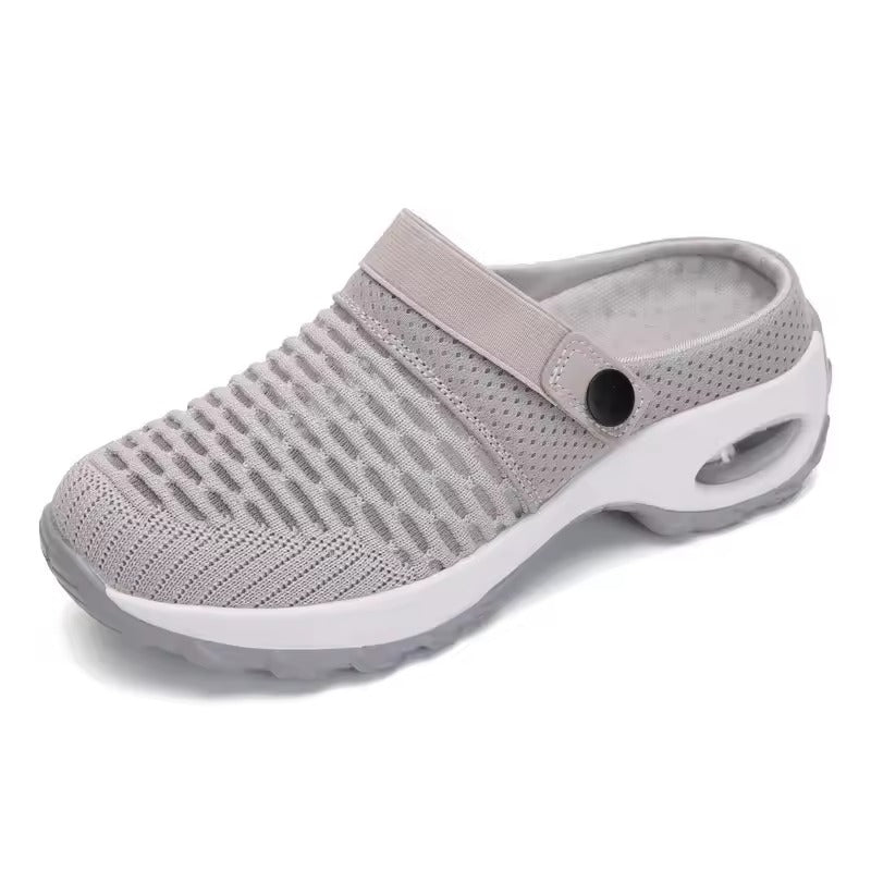 Sabot orthopédique femme maille à semelle amortissante gris